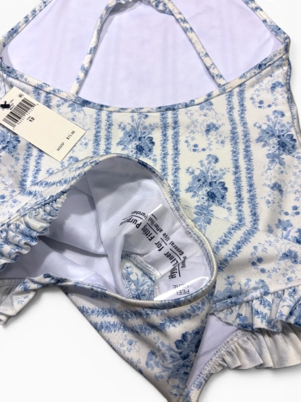 Polo Ralph Lauren Girls Floral Ruffle One-Piece Swimsuit Size 12 NWT
